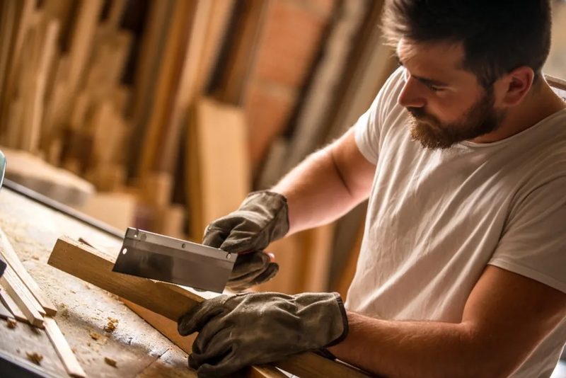 Barnizado y aceitado a mano de una superficie de madera